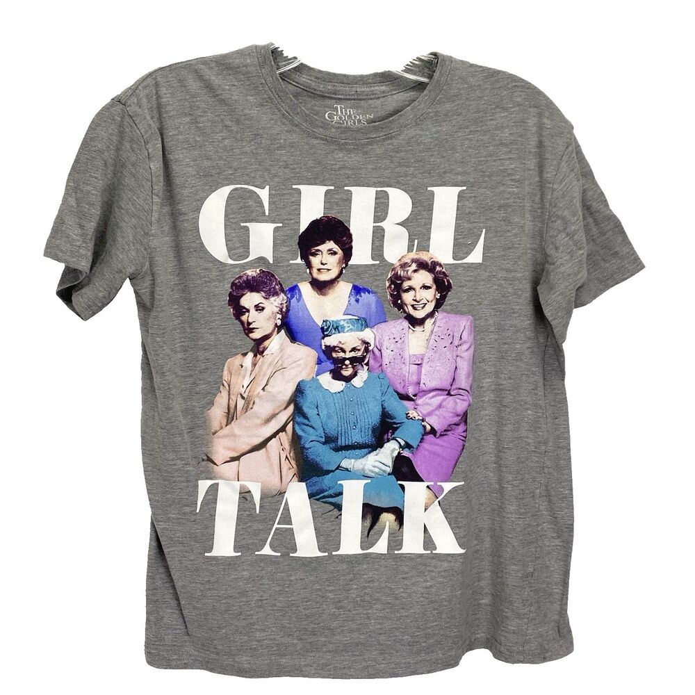 ABC Studios The Golden Girls Retro 90's Gray Graphic Tee T-Shirt "Girl Talk Sz S